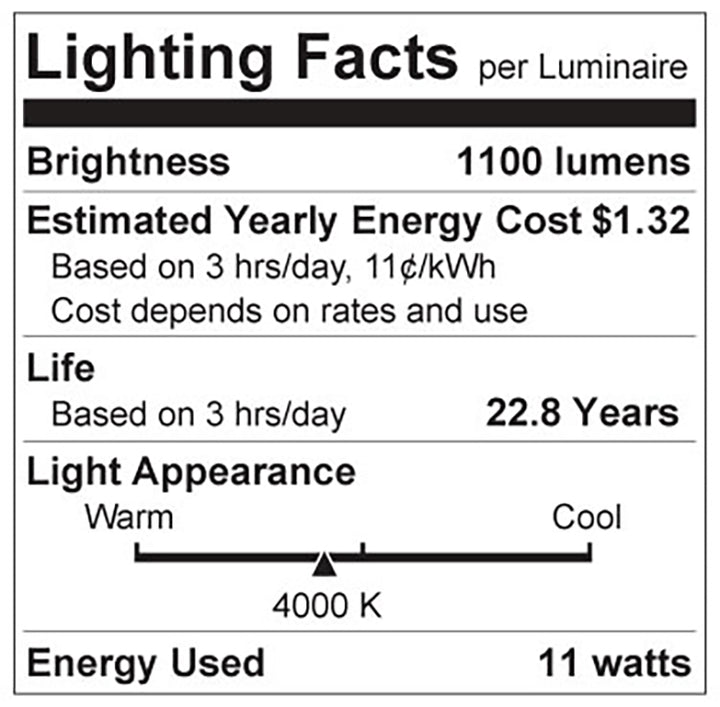 Luxrite LR21432, A19 LED Light Bulb — 11W (75W Replacement), 4000K, 1100 Lumens