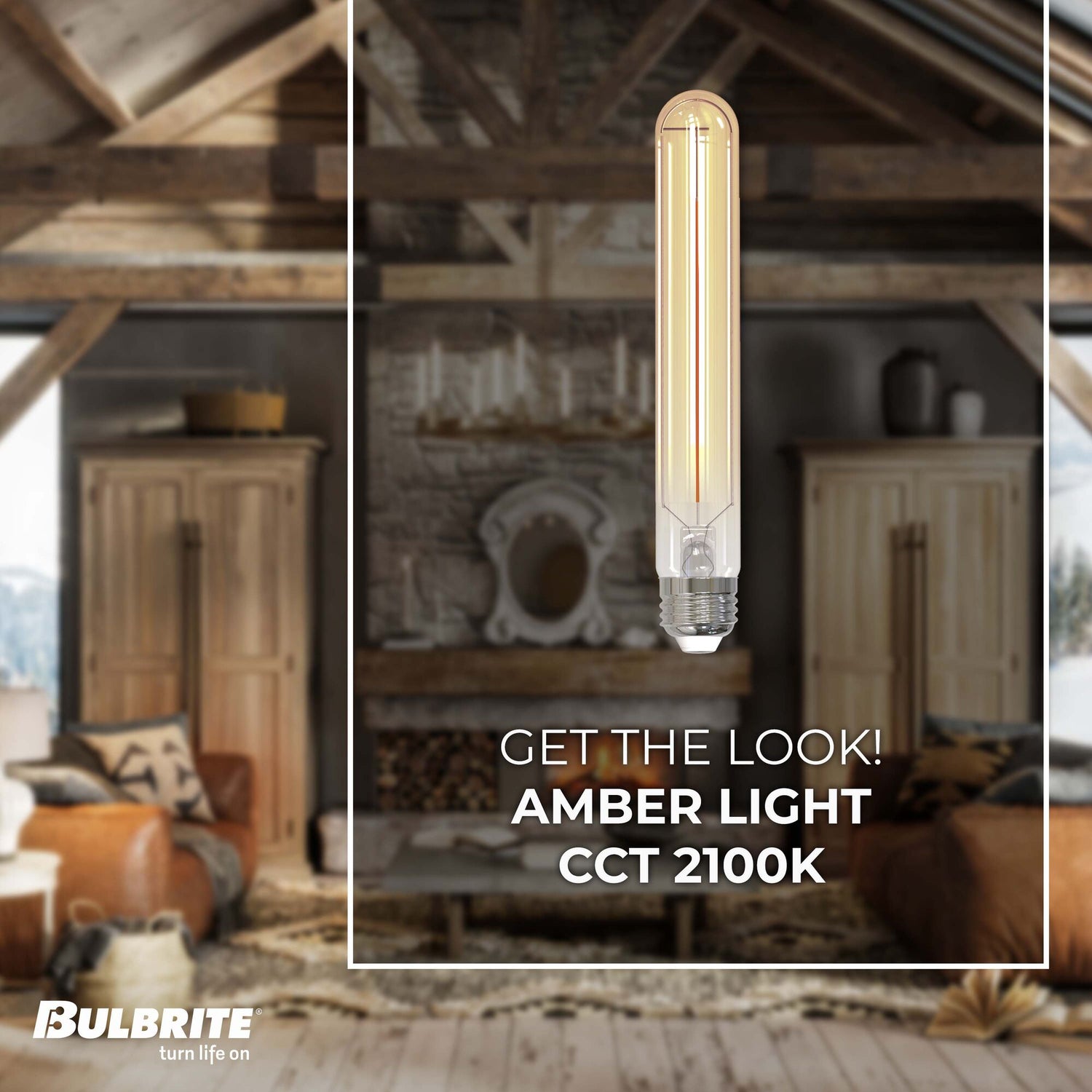 Bulbrite 776713, LED Filament 5 Watt Dimmable 7.5 Inch T9 Light Bulb with Antique Glass Finish and Medium (E26) Base - 2100K (Amber Light), 250 Lumens