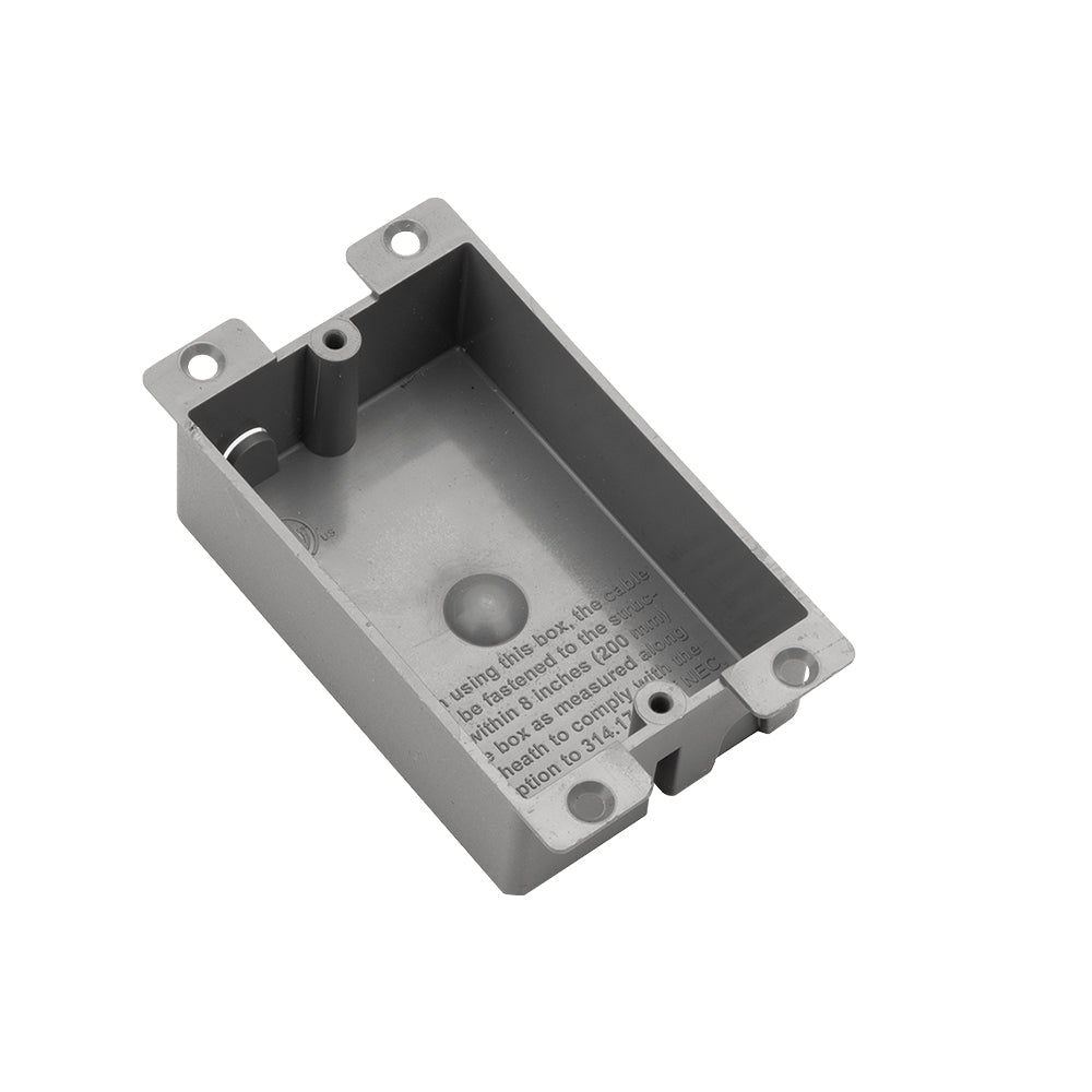 Ammo ARB108R, One-Gang Remodel Plastic Electric Shallow Box, 8 Cubic Inch, Mounting Ears 1-1/4″D x 2-3/8″W x 3-5/8″L Gray