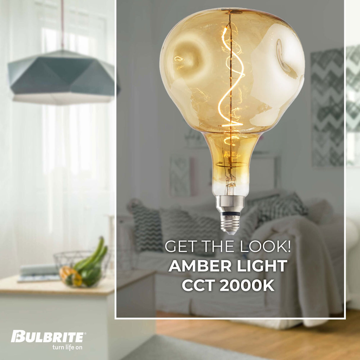 Bulbrite LED Grand Filament Nostalgic Orb Shaped Light Bulb, 60 Watt Equivalent, Medium Base (E26),2000K, Antique