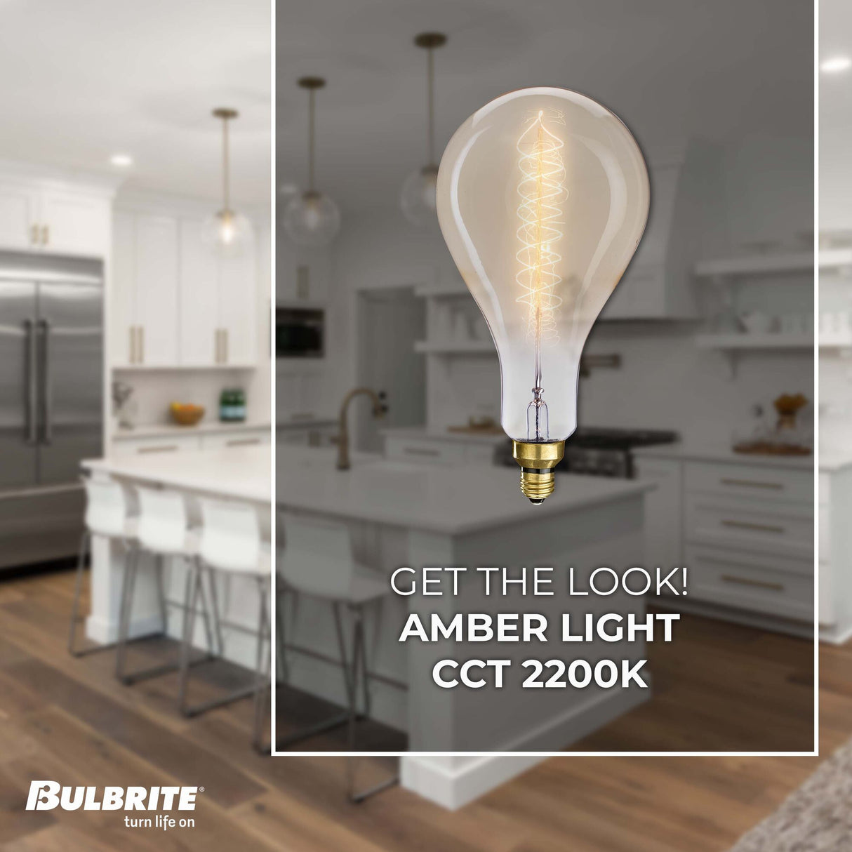 Bulbrite Grand Nostalgic Collection 60 Watt Dimmable Pear Shape Oversized Decorative Incandescent Light Bulb with Medium (E26) Base, 2200K Amber Light, Antique Glass Finish