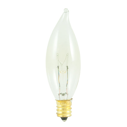 Bulbrite Incandescent Flame CA8 Light Bulb with E12 base, Clear, 2700K