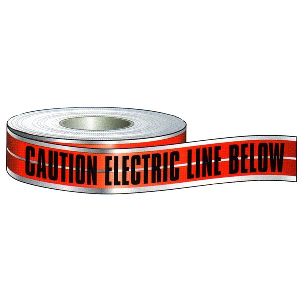 Morris Products 69030 Detectable Warning Tape - "Caution Buried Electric Line Below" Red, 3"x1000ft - View #2