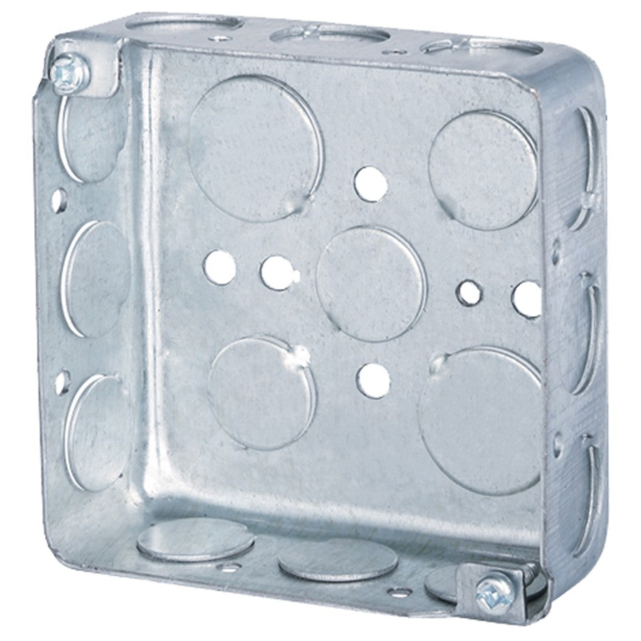 Morris Products M190D, 4" Drawn Metal Electric Box 1-1/2" Deep with 1/2" Knockouts, Junction and Device Box for Wiring Connections, Housing Receptacles, Switches, and Other Devices
