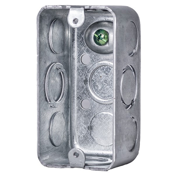 Morris Products M666H, Metal Electric Handy Box, 1-7/8" Deep 1/2" & 3/4" Knockouts with Raised Ground