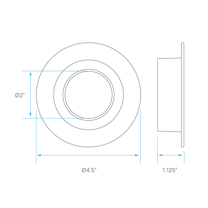 Luxrite LR24952, 4" Regressed Interchangeable, White Round Smooth Trim