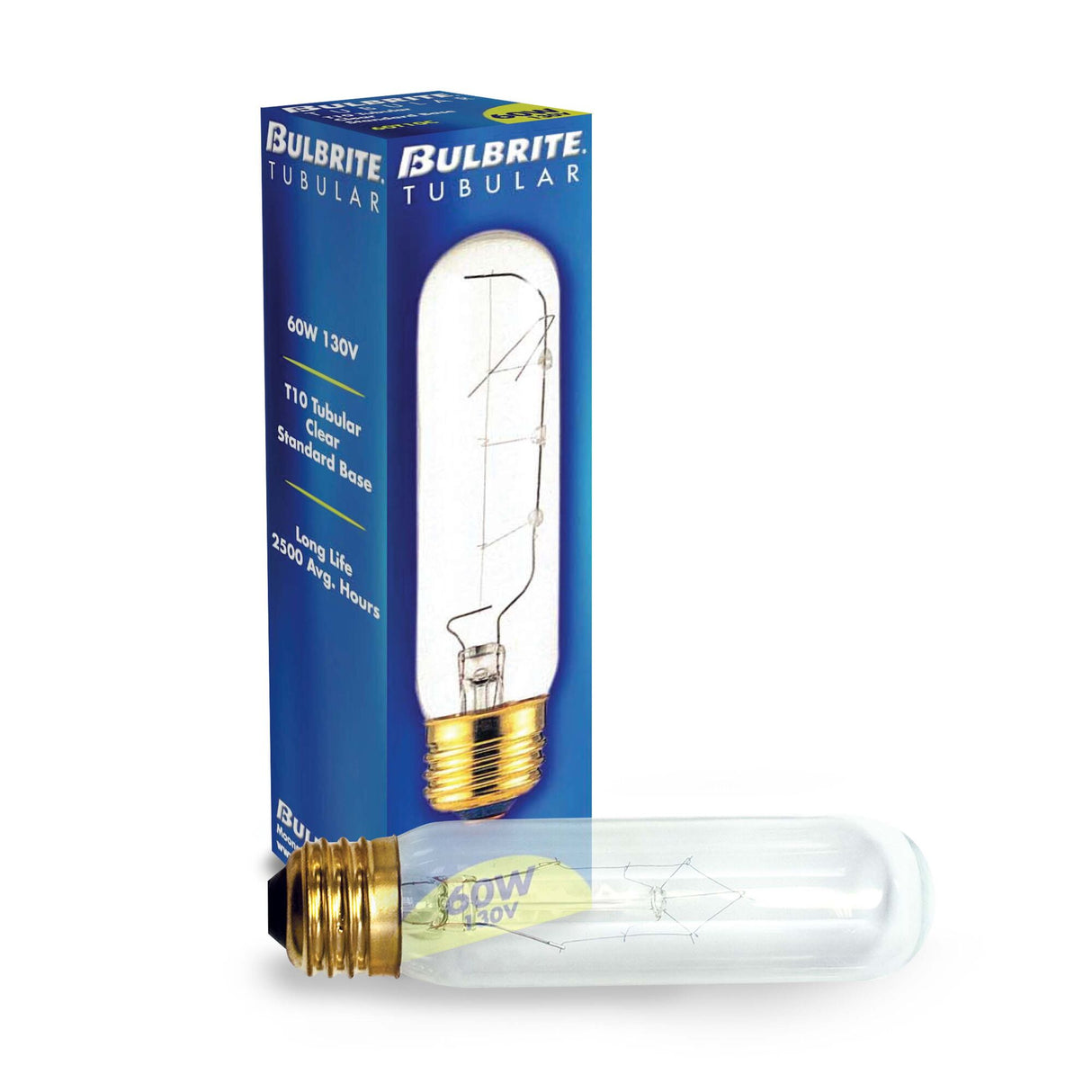 Bulbrite Incandescent Showcase, Aquarium T10 Light Bulb with E26 base, Clear, 2700K