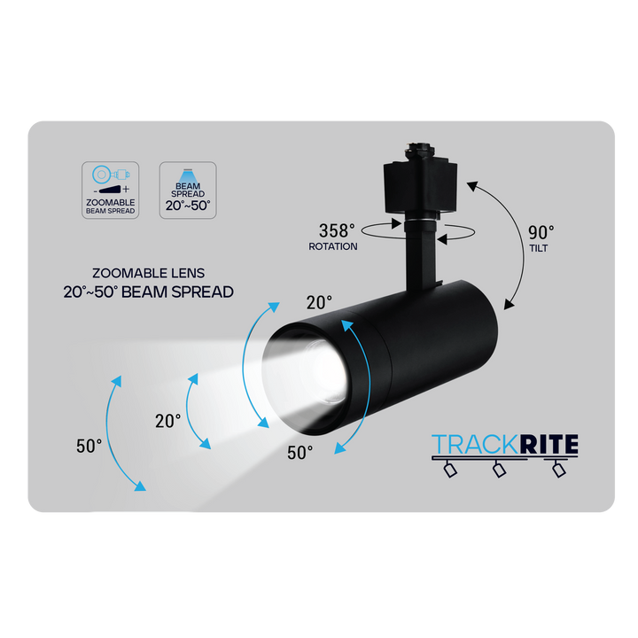Luxrite LR43873 2.5" Zoomable H-Track Head, 5 CCT Selectable, White Finish