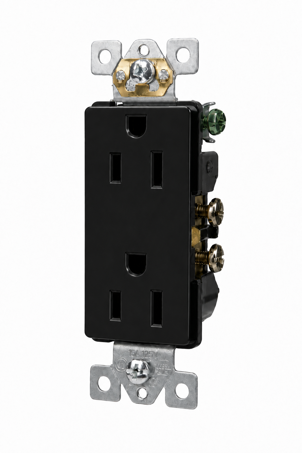 Black, Decorator Duplex Receptacle 15A-125V