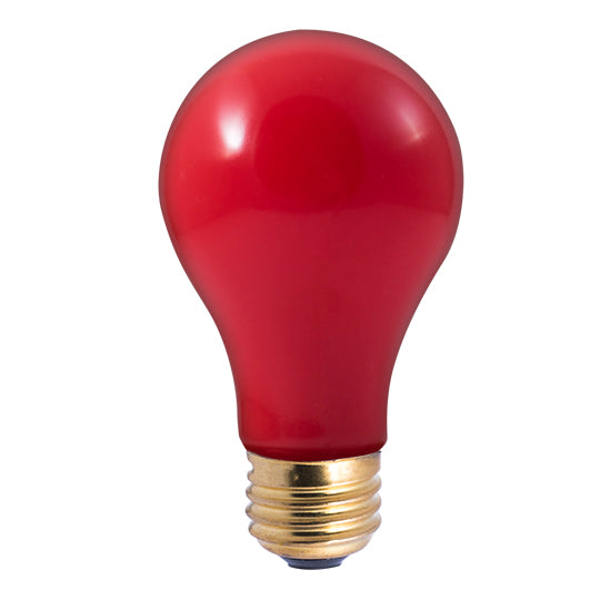 Bulbrite Incandescent Colored Lamps A19 Light Bulb with E26 base, Ceramic Red