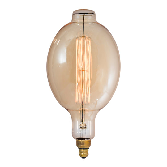 Bulbrite Grand Nostalgic Collection 60 Watt Dimmable BT56  Shape Oversized Decorative Incandescent Light Bulb with Medium (E26) Base, 2200K Amber Light, Antique Glass Finish