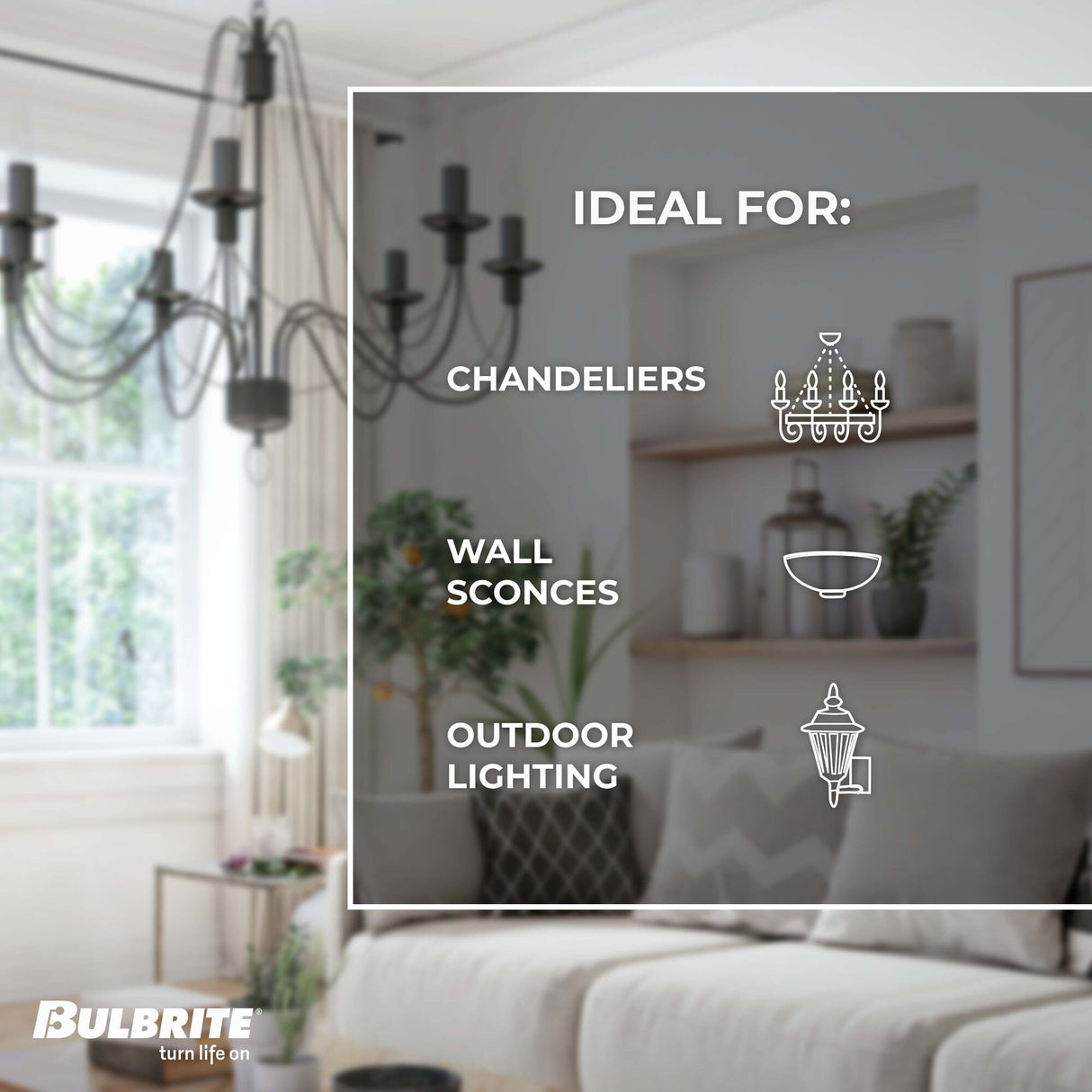 Bulbrite 403307, Incandescent CA5 Candelabra Screw Base (E12) Light Bulb, 7.5 Watt, Clear, 2700K