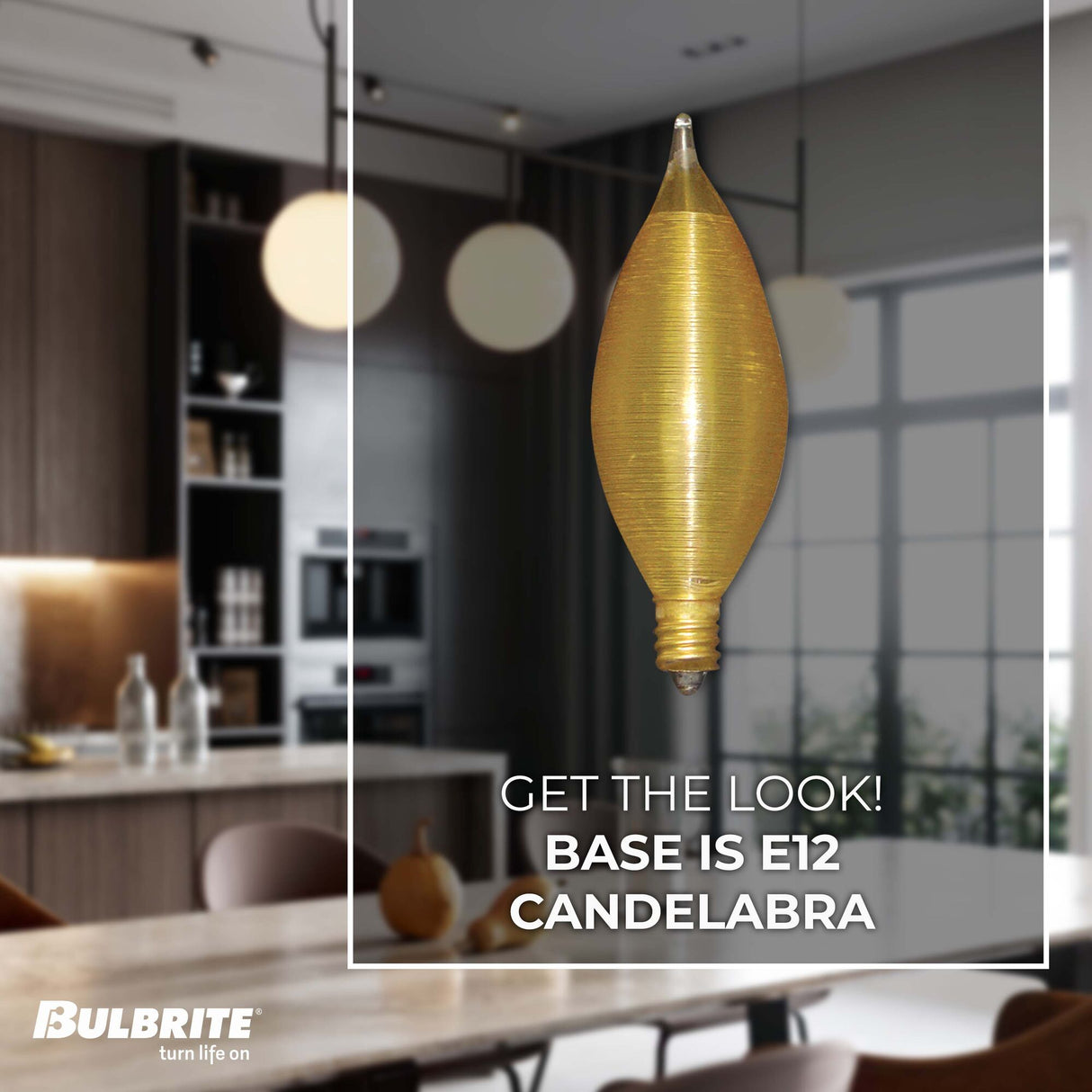 Bulbrite 430125, Spunlite Dimmable 25 Watt C11 Specialty Incandescent Light Bulbs with Amber Finish and Candelabra (E12) Screw Base