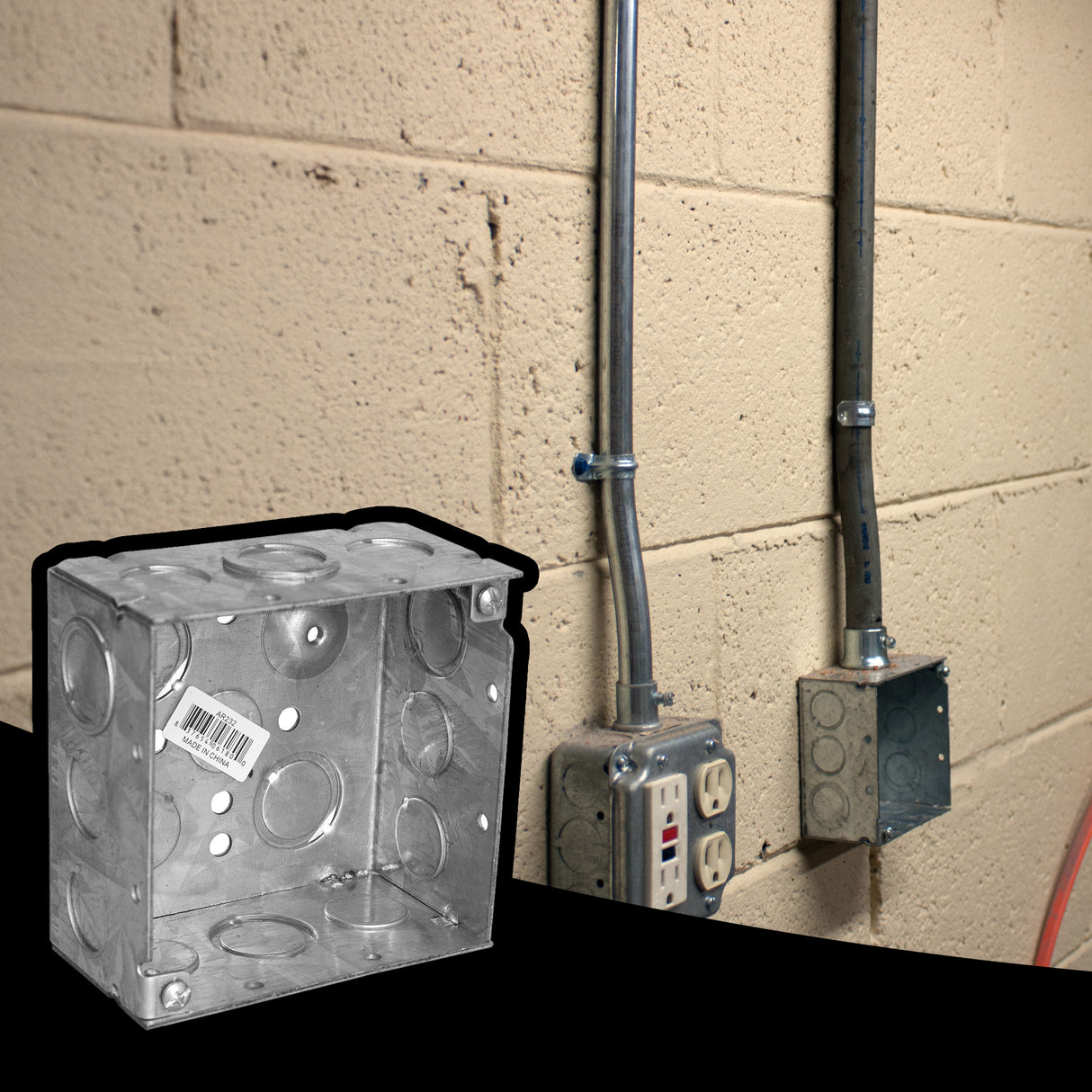 Ammo AR232 4 IN. SQUARE BOX, WELDED, 2-1/8 IN. DEEP, TEN 1/2 IN KO'S & SIX T...