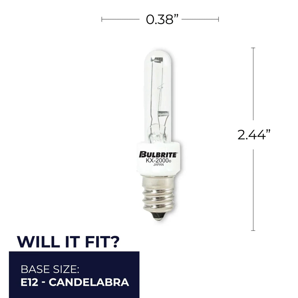 Bulbrite 473060, 60 Watt Dimmable Clear T3 Candelabra (E12) Krypton/Xenon Light Bulb