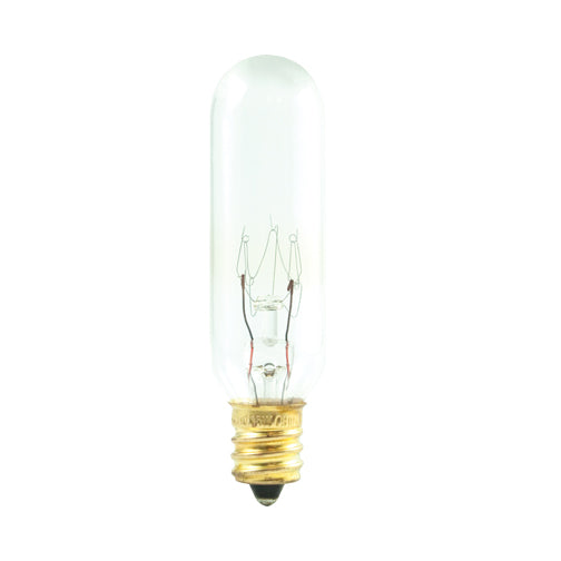 Bulbrite 707115, Appliance Incandescent Dimmable 15 Watt Tubular T6 Light Bulbs with Clear Glass Finish and Candelabra (E12) Screw Base, 2700K (Warm White Light)