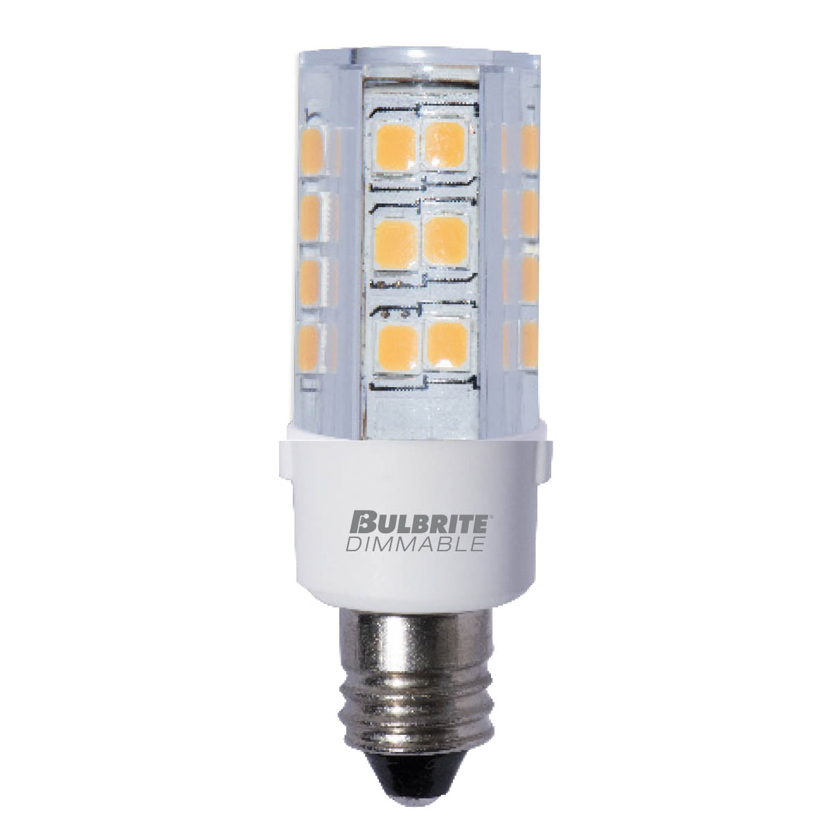 Bulbrite LED Mini T4 Dimmable Candelabra Screw Base (E12) Tubular Light Bulb 35 Watt Equivalent 2700K, Clear