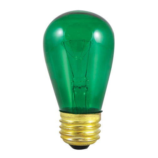 Bulbrite Incandescent Indicator, Sign & Night Light S14 Light Bulb with E26 base, Transparent Green