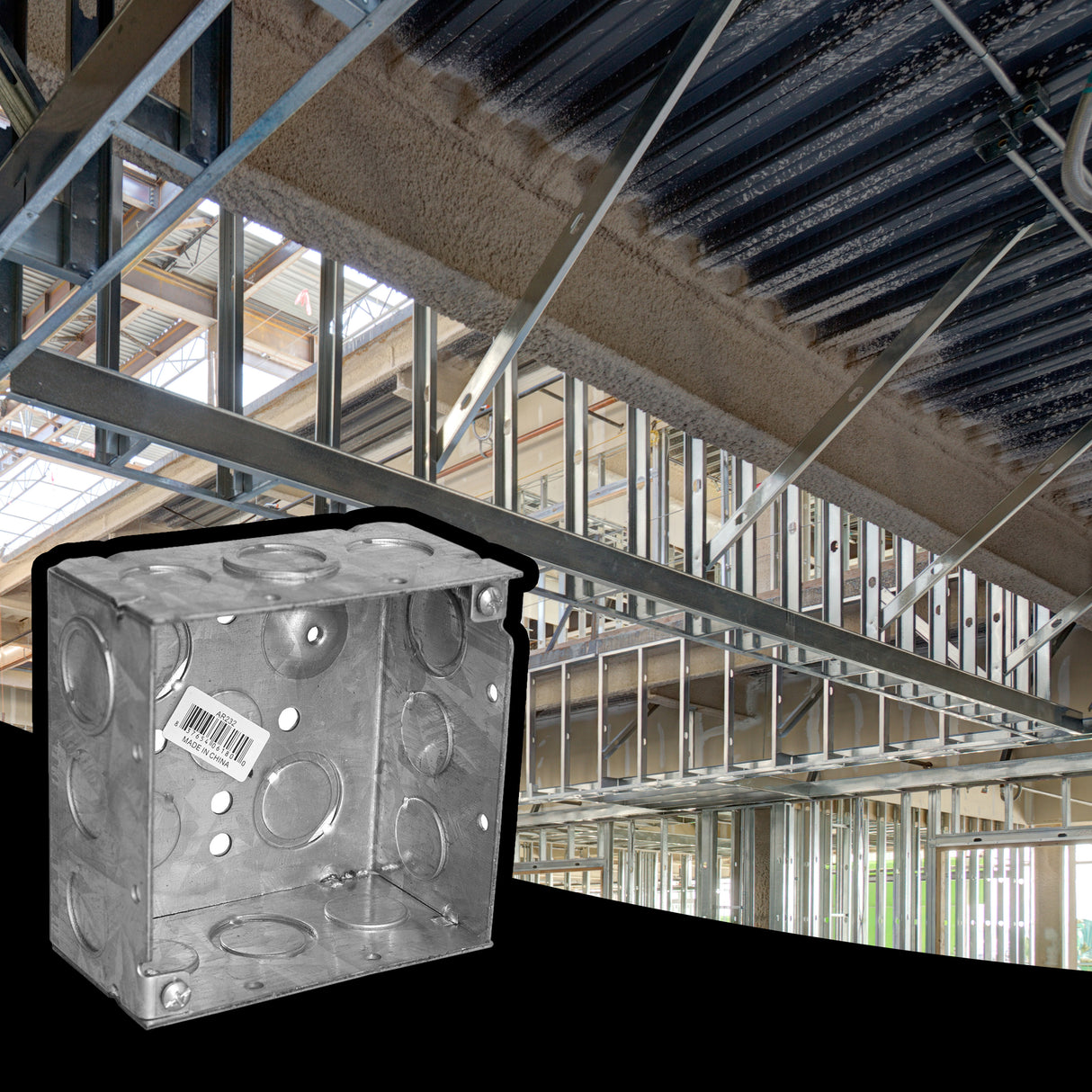 Ammo AR232 4 IN. SQUARE BOX, WELDED, 2-1/8 IN. DEEP, TEN 1/2 IN KO'S & SIX T...