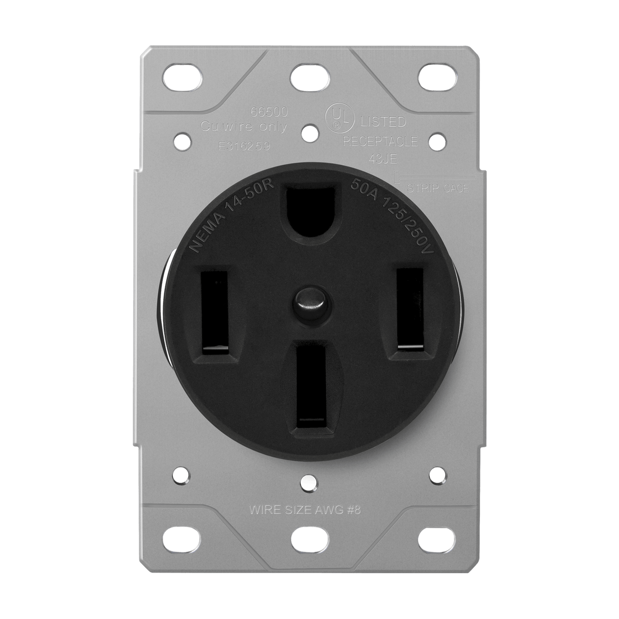 Enerlites 66500-BK, Industrial Grade Flush Mount Receptacle, 50A, 14-50R Black