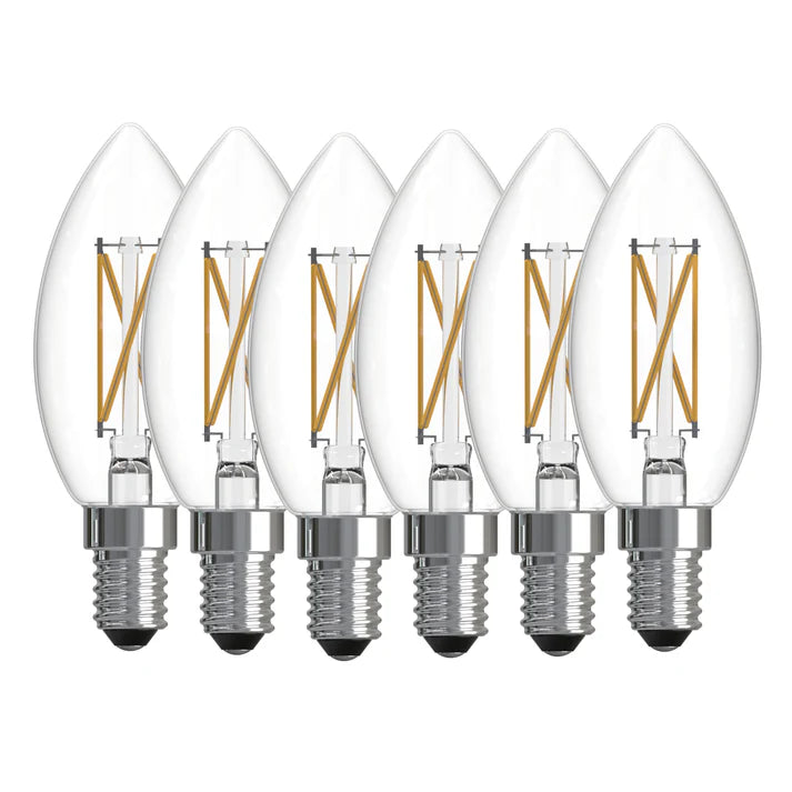 (6 Pack) Bulbrite 776231, 4-Watt B11 LED Filament Light Bulb, E12 Candelabra Base, 4000k CCT, Dimmable