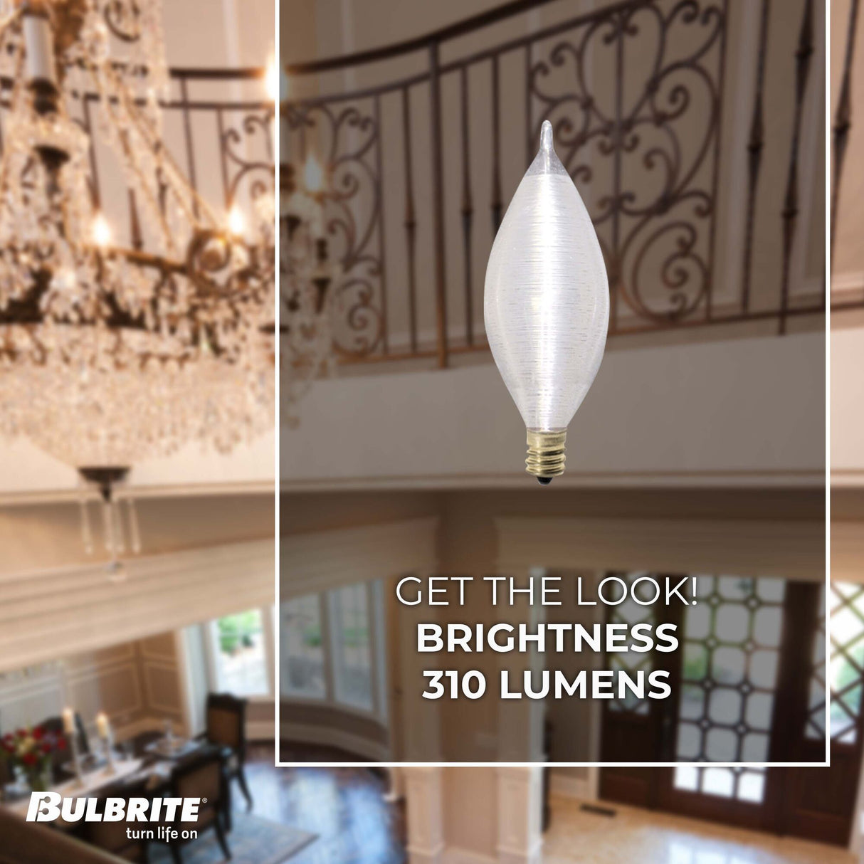 Bulbrite 430040, Incandescent C11 Candelabra Screw Base (E12) Light Bulb, 40 Watt, Satin