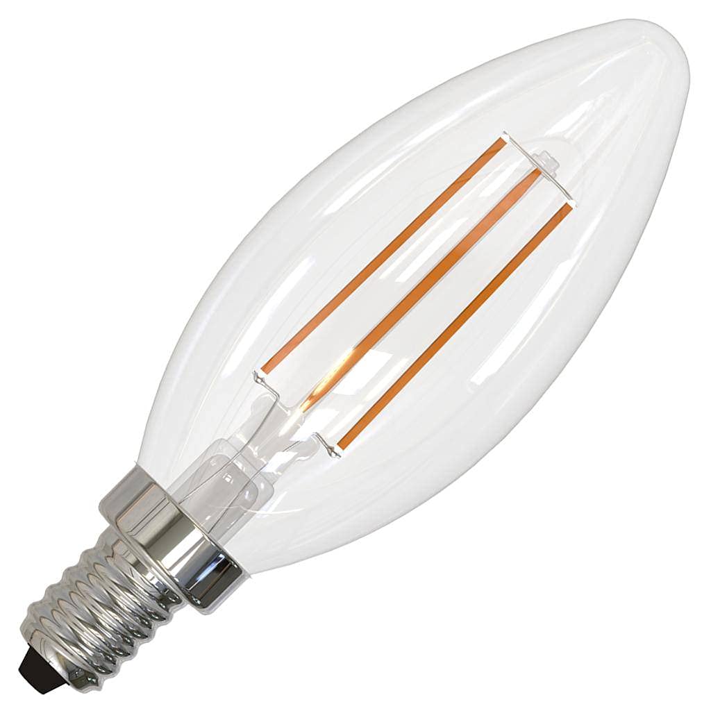 Bulbrite 4 Watt Dimmable Clear Filament B11 Candelabra (E12) LED Bulb - 300 Lumens, 3000K, and 90 CRI