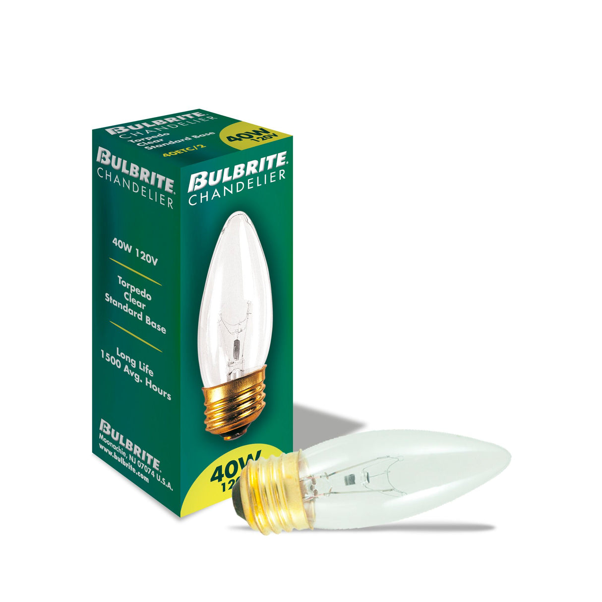 Bulbrite 495040, Incandescent B10 Medium Screw Base (E26) Light Bulb, 40 Watt, Clear