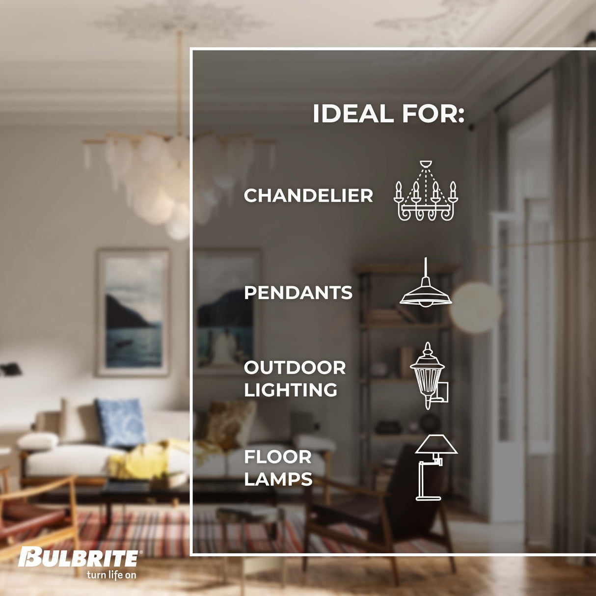 Bulbrite 712356, 60 Watt Dimmable Half Chrome G40 Incandescent Light Bulbs with Medium (E26) Base, 2700K Warm White Light