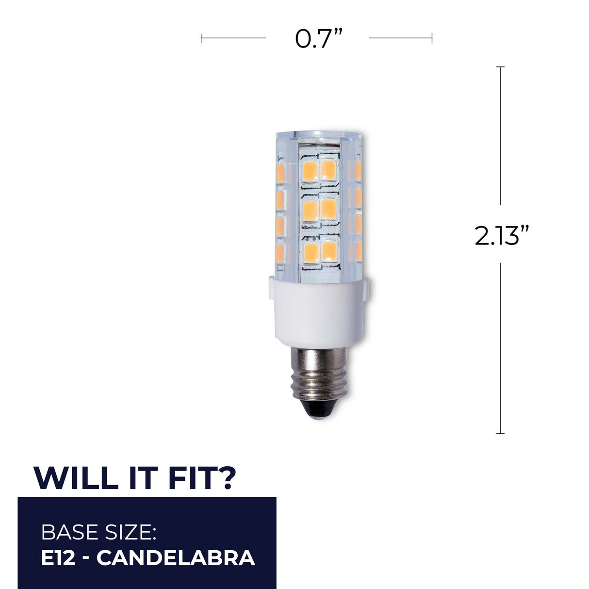 Bulbrite LED Mini T4 Dimmable Candelabra Screw Base (E12) Tubular Light Bulb 35 Watt Equivalent 2700K, Clear