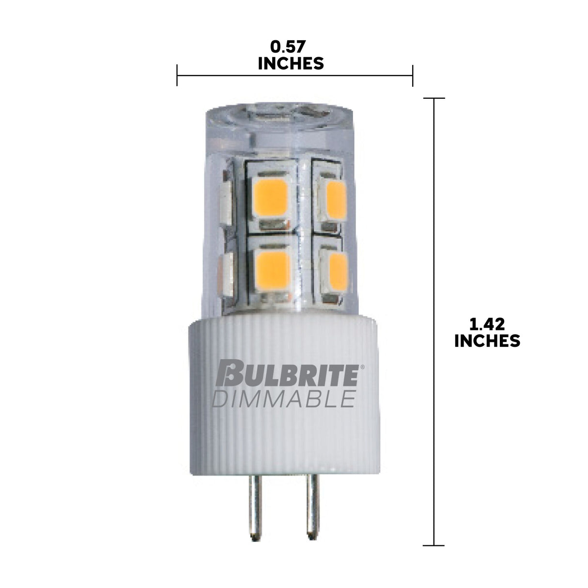 Bulbrite 770571, LED 12-Volt JC Specialty Mini Bulbs with G4 (Bi-Pin) Base, 2 Watt, 3000K (Soft White Light)
