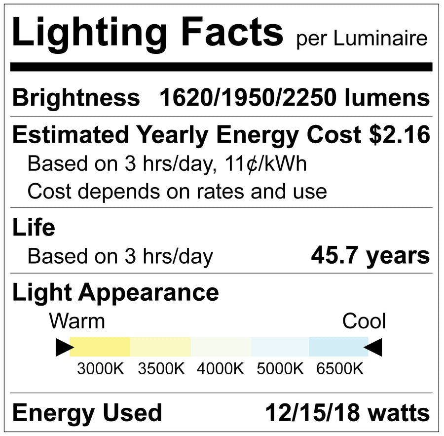 Luxrite LR34238, 4' T8 BYPASS 5 CCT & WATTAGE SELECTABLE