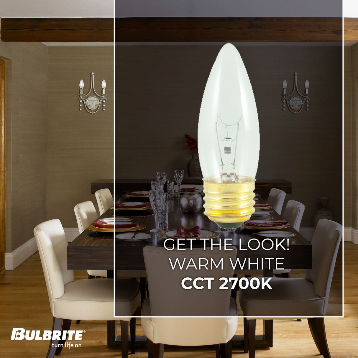 Bulbrite 495040, Incandescent B10 Medium Screw Base (E26) Light Bulb, 40 Watt, Clear