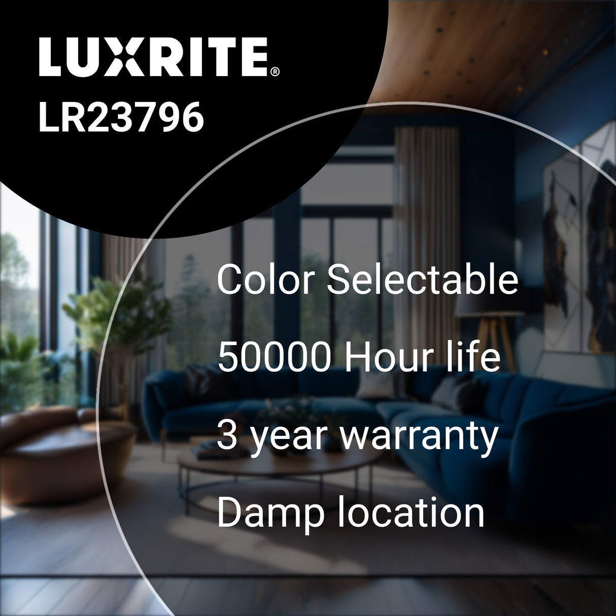 Luxrite LR23796, 5-6" LED Downlight Retrofit Round Light Fixture, 14 Watt 5CCT, Smooth Trim