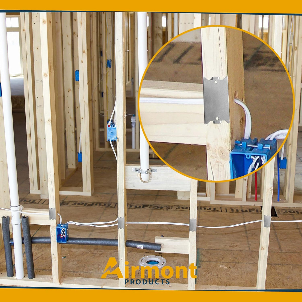 (200 Pack) Airmont Products AP-12061, Safety Nail Plate for Wood Studs 16-Gauge Steel, 1.5 x 2.5 Inch, Protect Plumbing and Wiring, Made in USA