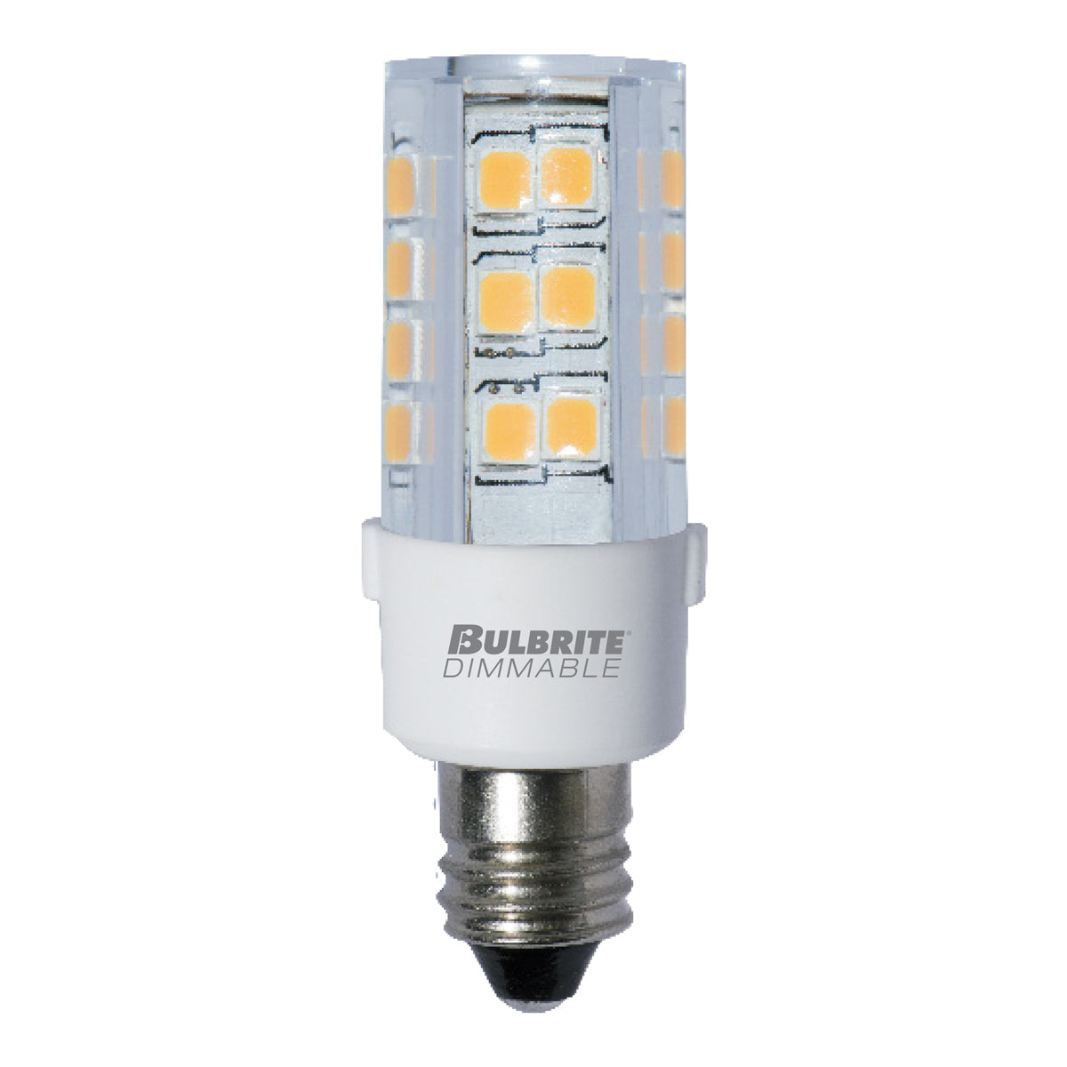 Bulbrite LED Mini T4 Dimmable Mini-Candelabra Screw Base (E11) Light Bulb 35 Watt Equivalent 3000K, Clear