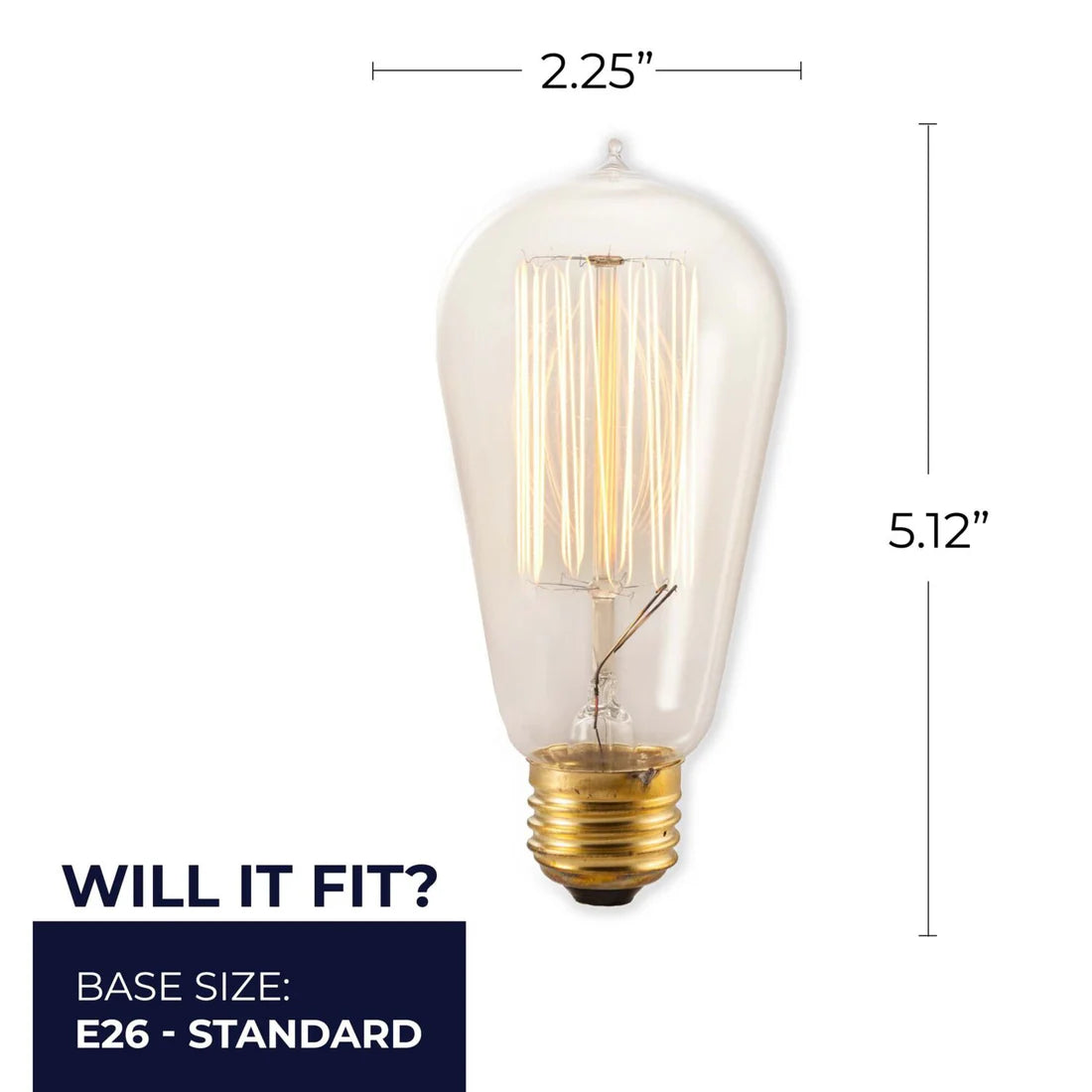 Bulbrite 134019, Incandescent Dimmable 40-Watt Nostalgic Edison Squirrel Cage-style ST18 Light Bulbs with Antique Glass Finish and Medium (E26) Screw Base, 2200K (Amber Light)