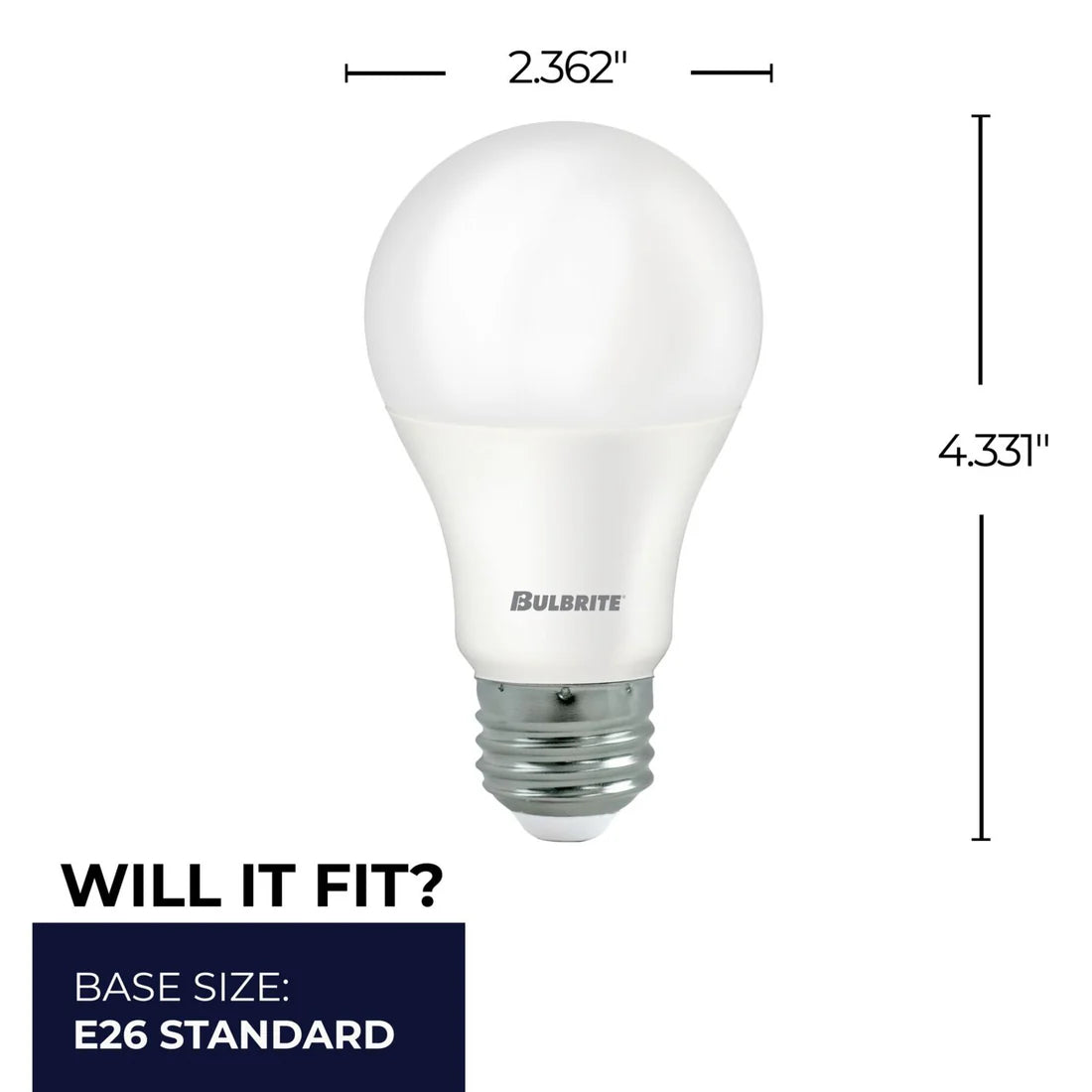 (25 Pack) Bulbrite 774257, 9-Watt LED A19 Light Bulb, 800 Lumens, Dimmable, 2700k E26 Standard Base, Frost Finish