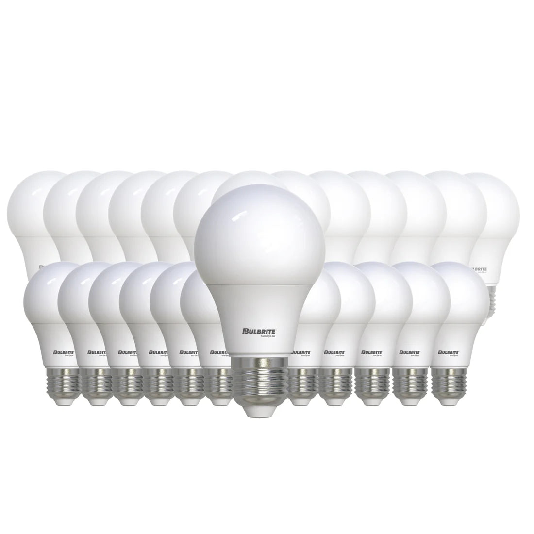 (25 Pack) Bulbrite 774257, 9-Watt LED A19 Light Bulb, 800 Lumens, Dimmable, 2700k E26 Standard Base, Frost Finish