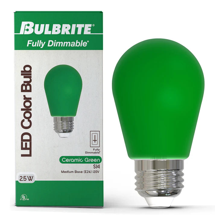 Bulbrite 776153, 2.5 Watt S14 Green Filament LED Colored Light Bulb, E26 Base