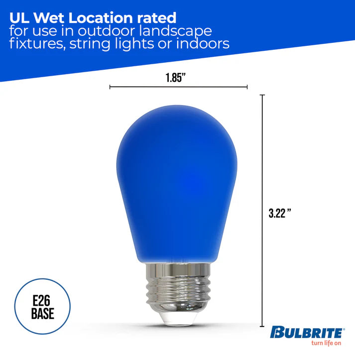 Bulbrite 776154, 2.5 Watt S14 Blue Filament LED Light Bulb, E26 Base