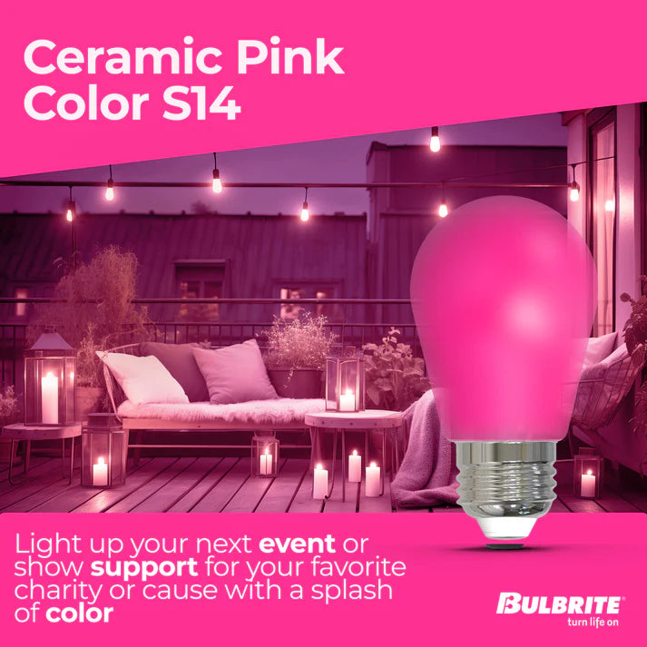 Bulbrite 776155, 2.5 Watt S14 Pink Filament LED Colored Light Bulb, E26 Base,