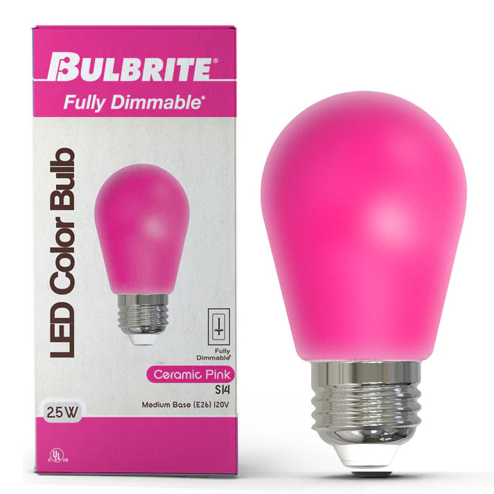 Bulbrite 776155, 2.5 Watt S14 Pink Filament LED Colored Light Bulb, E26 Base,