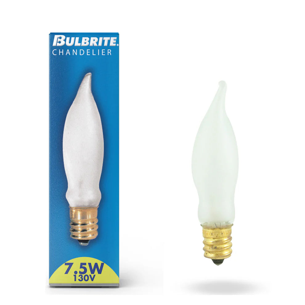 Bulbrite 404307, Incandescent Flame CA5 Light Bulb with E12 base, Frost, 2700K