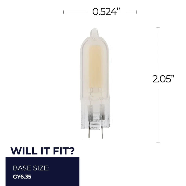 Bulbrite 770656, LED Filament 1.8 Watt Dimmable T5 Light Bulb with Frost finish and (GY6.35) Base - 3000K Soft White Light, 140 Lumens