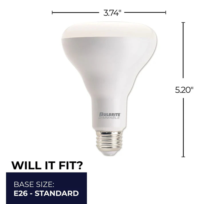 Bulbrite 772870, LED Filament 8 Watt Dimmable BR30 Light Bulb with Frost Glass Finish and Medium (E26) Base - 2700K (Warm White Light), 650 Lumens