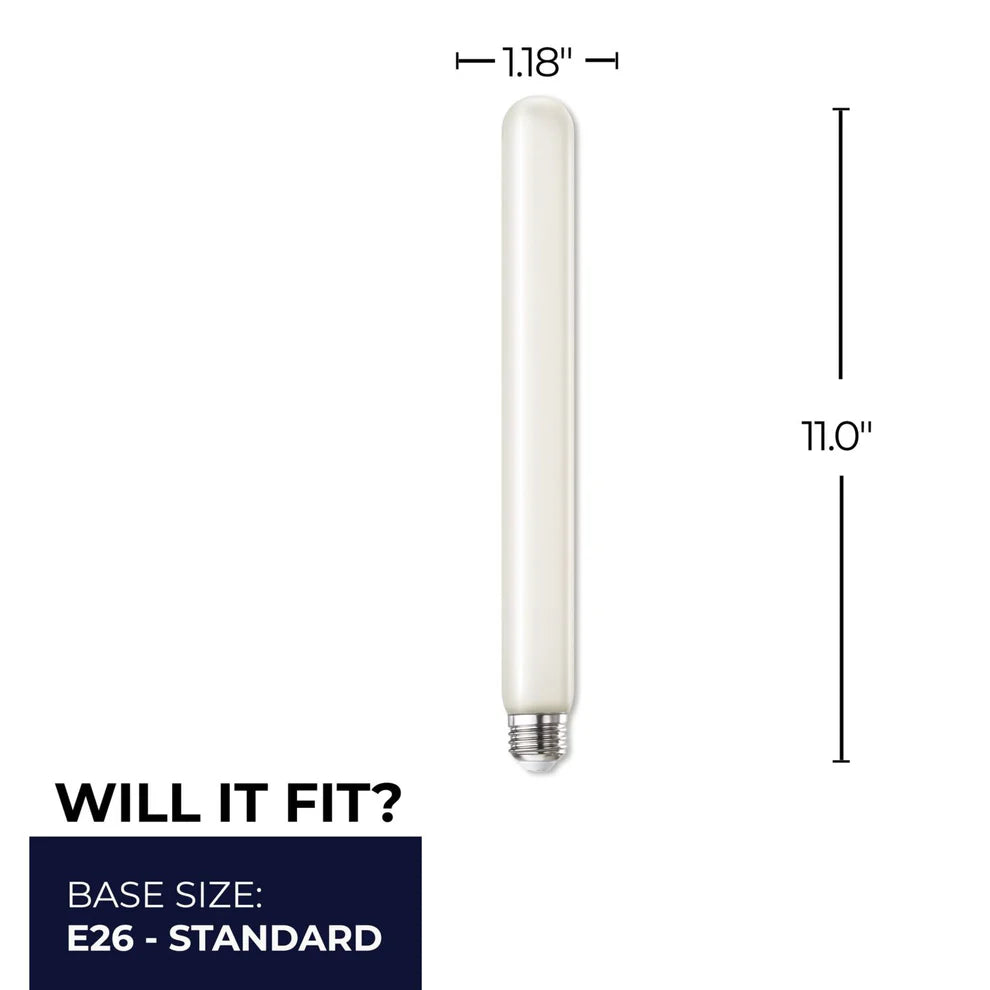 Bulbrite 776728, LED Filament 5 Watt Dimmable 11 Inch T9 Tubular Light Bulb with Frost Glass Finish and Medium (E26) Base - 3000K (Soft White Light), 400 Lumens