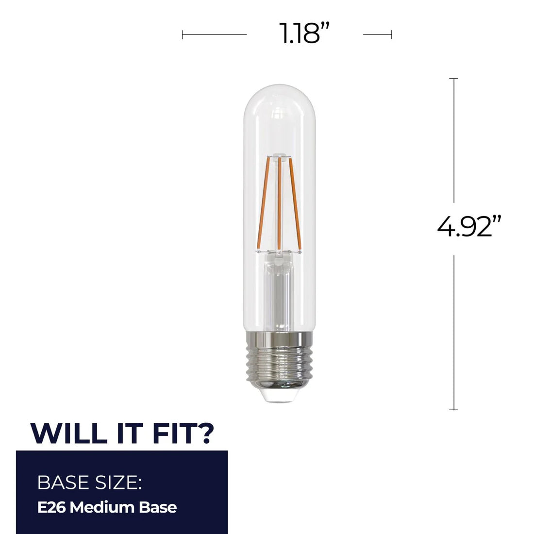 Bulbrite 776991, LED Filament 5 Watt Dimmable T9 5” Light Bulb with Clear finish and Medium (E26) Base - 5000K Soft Daylight, 400 Lumens