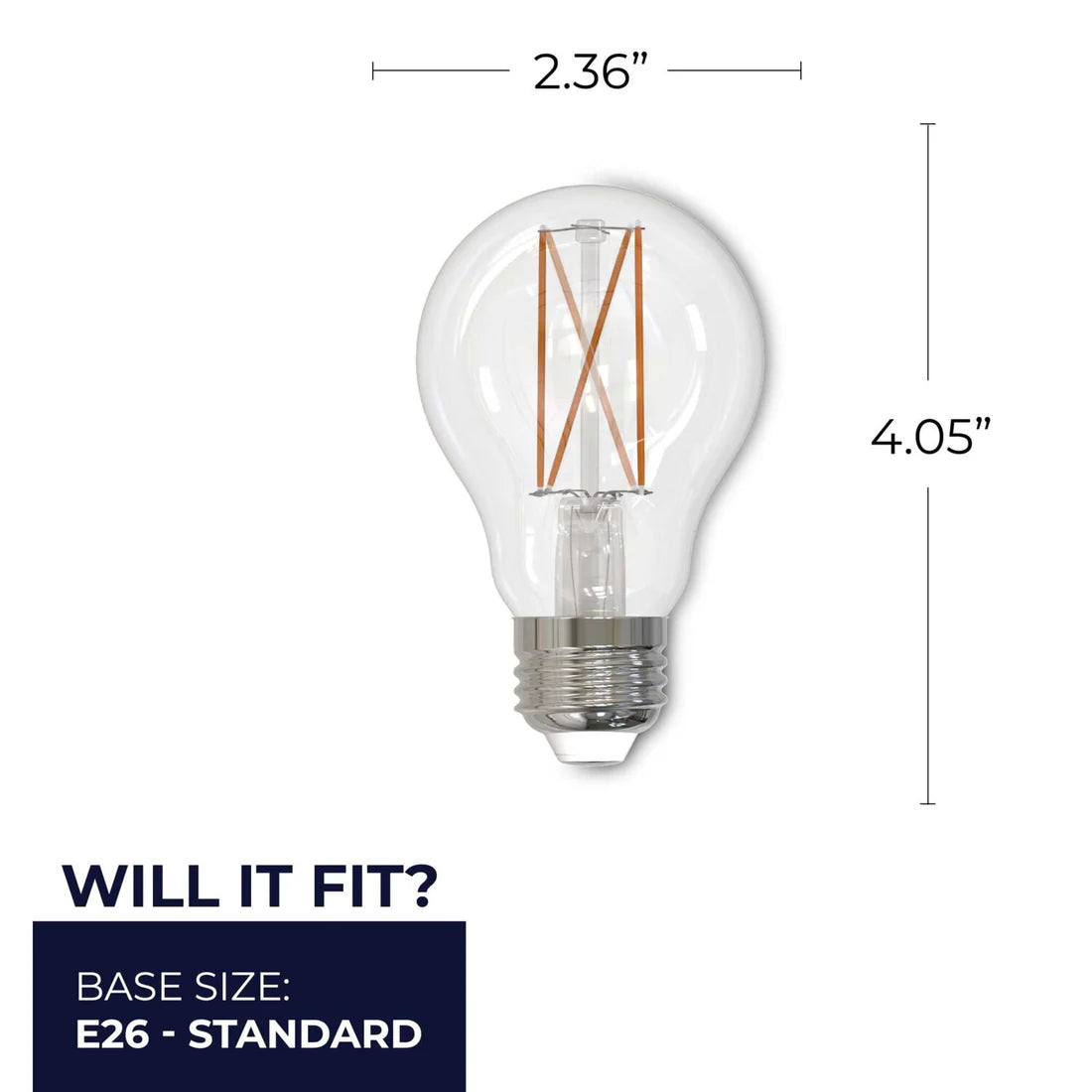 Bulbrite 776872, 5 Watt Dimmable Clear Filament A19 Medium (E26) LED Bulb - 450 Lumens, 2700K, and 90 CRI
