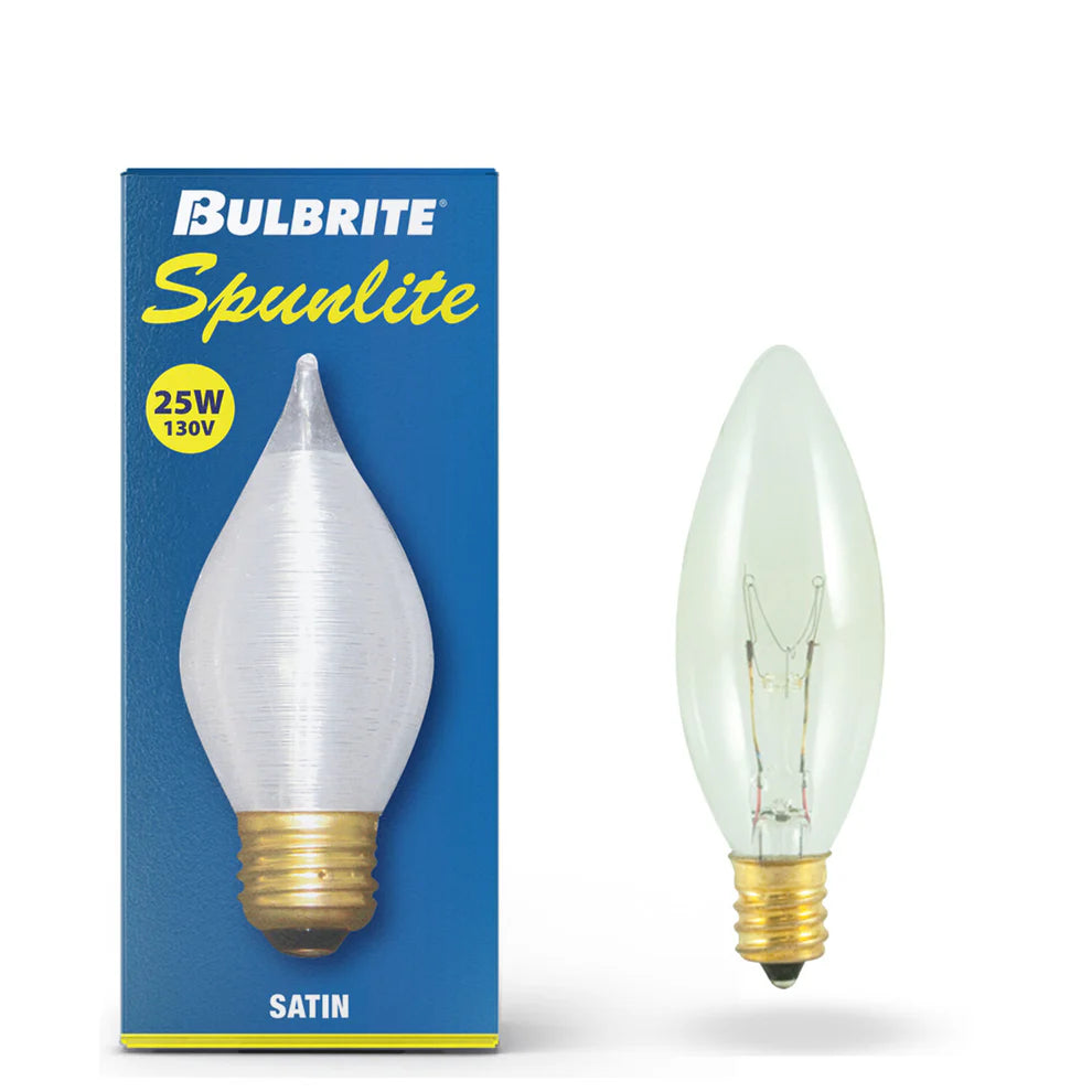 Bulbrite 431025, Spunlite Dimmable 25 Watt C15 Specialty Incandescent Light Bulbs with Satin Finish and Medium (E26) Screw Base